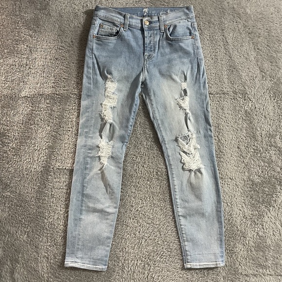 7 For All Mankind Jeans Womens‎ Size 24 Josefina Skinny Boyfriend Blue Denim - Picture 1 of 9